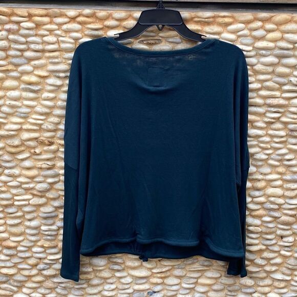 Oversized Hunter Dark Green Cropped Long Sleeve Drawstring Tee. Medium. New NWT - Picture 5 of 9